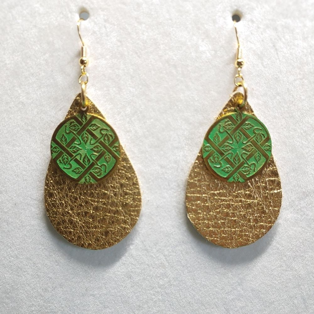 Earrings Gold and Green
